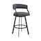 Armen Living Saturn 30" Bar Height Swivel Gray Faux Leather and Black Metal Bar Stool LCSNBABLKGR30 - alternate 1